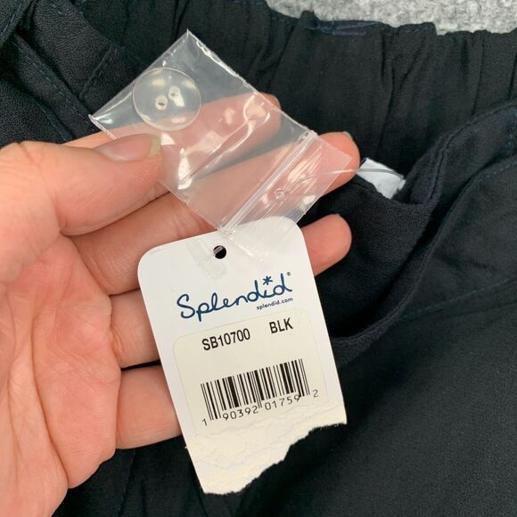 Splendid Cross Hatch Paperbag Shorts Womens XS Extra Small Black Fray Hem Pocket - Picture 6 of 12